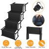 Foldable Dog Ramp 4 Step Collaspible Non Slip Stairs for Car Trucks SUV 176LBS Load Oxford Fabric Steel Ladders with Straps Tether Clip