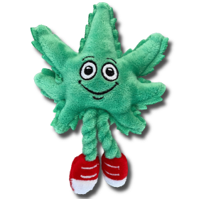 My Name is Lil' MJ the Weed Leaf, Cute Stuffed Parody Marijuana Leaf Cat Toy, Funny Catnip Weed Theme Toy