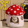 Comfortable Mushroom Cat House - Warm pet bed for all seasons, semi-enclosed, classic style, easy assembly, suitable for all cats