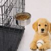 Stainless Steel Dog Bowl Pets Hanging Food Bowl Detachable Pet Cage Food Water Bowl with Clamp Holder