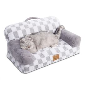 Jacquard Luxury Solid Color Pattern Leather Fur Machine Washable Detachable Cover Pet Bed (Option: Gray)