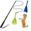 Extendable Dog Flirt Pole with Lure 10.23-26.77in Teaser Wand with 2 Replaceable Interactive Tail Toys For Small Medium Large Dogs Training Exercise T