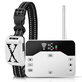 2 In 1 Wireless Electric Dog Fence Waterproof Pet Shock Boundary Containment System Electric Training Collar for Small Medium Large Dogs (Option: DogFenceWhite1Collar)