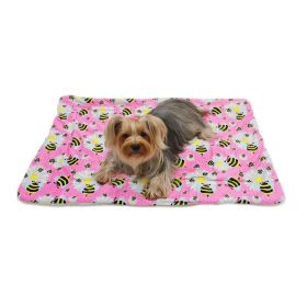 Ultra Soft Minky/Plush Bumblebee and Flowers Blanket (Color: Pink, size: One Size)