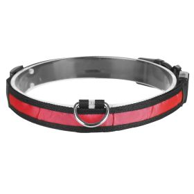 LED Dog Collar USB Rechargeable Adjustable Dog Safety Collar Night Safety Flashing Luminous Light up Collar (Option: DogCollarMRed)