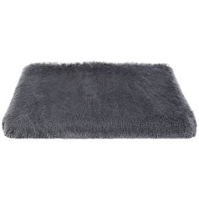 Dog Bed Soft Plush Cushion Cozy Warm Pet Crate Mat Dog Carpet Mattress with Long Plush for S/M Dogs (Option: DogMatL)