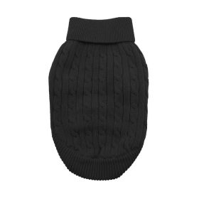Combed Cotton Cable Knit Dog Sweater (Color: Jet Black, size: XX-Small)