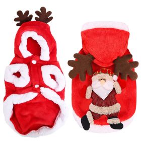 Pet Christmas Clothes Santa Claus Reindeer Antlers Costume Winter Outfit New Year Coat For Small Medium Dogs Cats Available in S/M/L/XL (Option: PetClothesRedM)