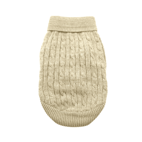 Combed Cotton Cable Knit Dog Sweater (Color: Oatmeal, size: 3X-Large)
