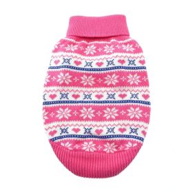 Combed Cotton Snowflake and Hearts Dog Sweater (Color: Pink, size: large)