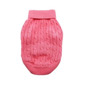 Combed Cotton Cable Knit Dog Sweater (Color: Candy Pink, size: large)