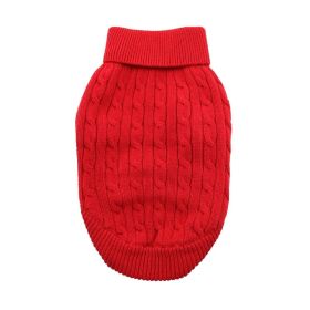 Combed Cotton Cable Knit Dog Sweater (Color: Fiery Red, size: 3X-Large)