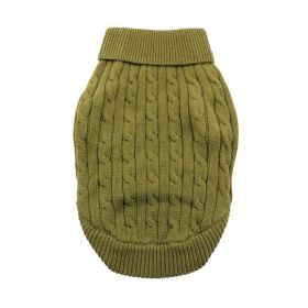 Combed Cotton Cable Knit Dog Sweater (Color: Herb Green, size: 3X-Large)