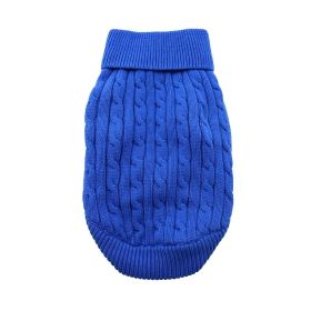Combed Cotton Cable Knit Dog Sweater (Color: Riverside Blue, size: 3X-Large)