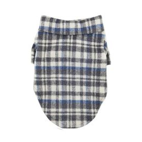 Flannel Dog Shirt (Color: Gray and Blue Plaid, size: X-Large)