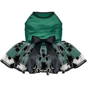 Green and Black Satin Dog Dress (size: X-Large)
