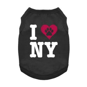 I Love New York Dog Shirt (Color: Jet Black, size: X-Large)