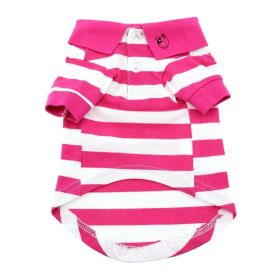 Striped Dog Polo (Color: Pink Yarrow and White, size: X-Large)