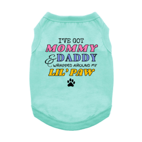 Wrapped Around My Lil Paw Dog Shirt (Color: Teal, size: X-Large)