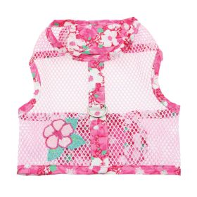Cool Mesh Dog Harness with Leash (Color: Hawaiian Hibiscus Pink, size: large)