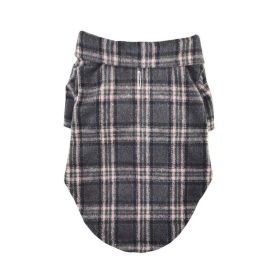 Flannel Dog Shirt (Color: Dark Gray and Pink Plaid, size: medium)