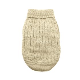 Combed Cotton Cable Knit Dog Sweater (Color: Oatmeal, size: X-Small)