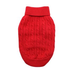 Combed Cotton Cable Knit Dog Sweater (Color: Fiery Red, size: X-Small)