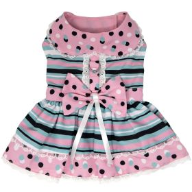 Dots & Stripes Harness Dress (Color: Pink & Teal, size: medium)