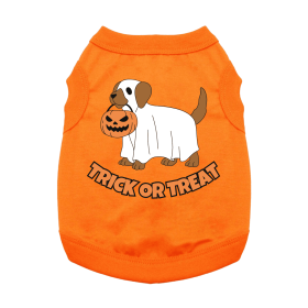 Trick or Treat Pup Dog Shirt (Color: Sunset Orange, size: medium)