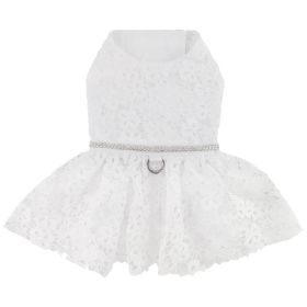 White Lace Dog Wedding Dress with Matching Leash (size: medium)